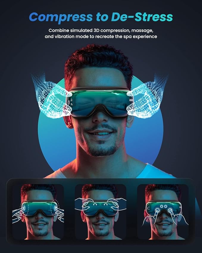 RENPHO Eyeris 1 Eye Massager with Heat, Birthday Gifts Eye Mask for Mom Dad Women Men Her Him, Smart Sleep Mask with Voice for Relax, Reduce Strain - Bloomnest