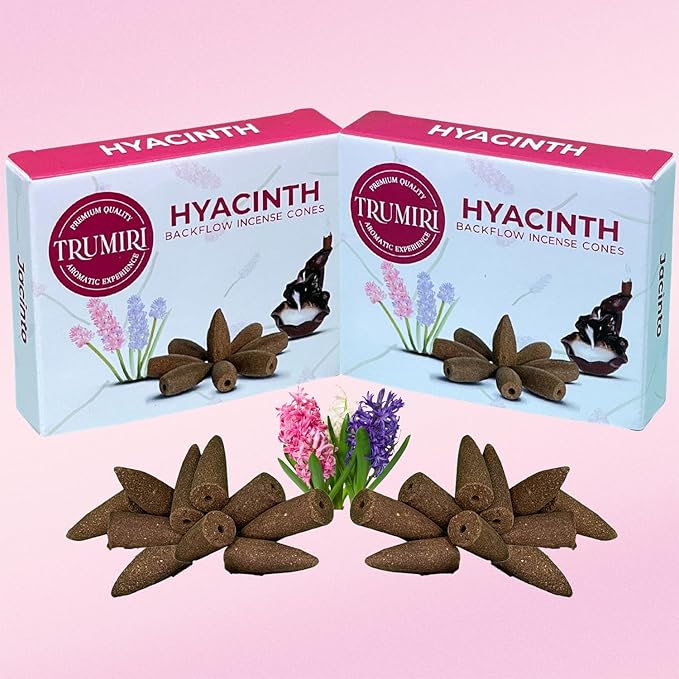 TRUMIRI Hyacinth Backflow Incense Cones - Total 20 Incense Cones Waterfall - Dual Pack of 10 Incense Backflow Cones - Waterfall Incense Cones - Incense Waterfall Cones TRUMIRI
