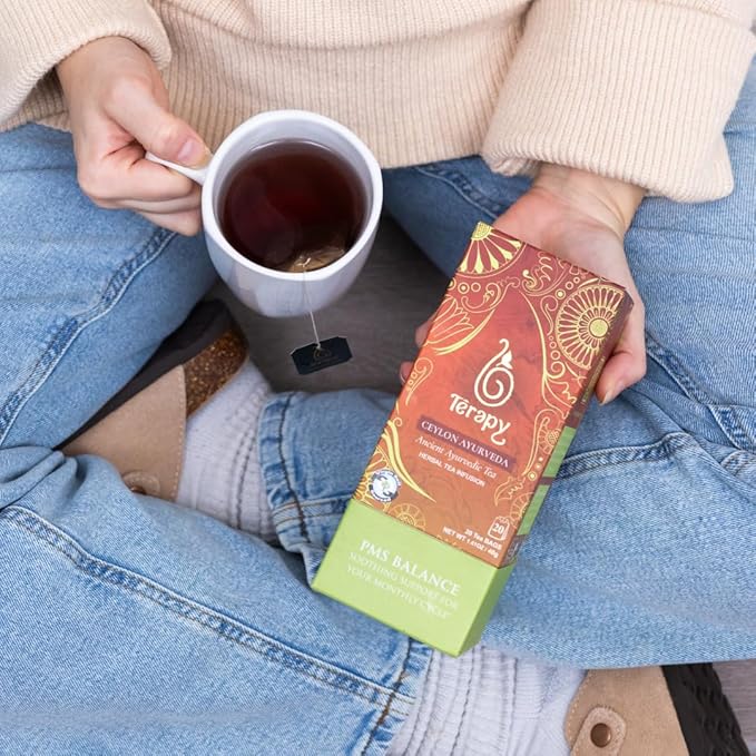 Térapy Ceylon PMS Balance Tea For Women - Soothing Support for PMS Relief, Hormonal Balance, Monthly Cycle support & Period Tea - 100% Natural Herbal Ingredients - Red Hibiscus, Cumin, Licorice & More Herbs - Bloomnest