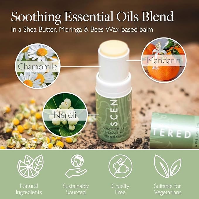 Scentered De-Stress Balm – Aromatherapy Stress Stick with Chamomile & Rosemary – Natural Self-Care Essential Oil roll On – Relaxation Gift for Stress Relief - Bloomnest