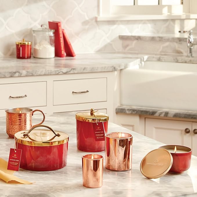 Thymes Scented Candles for Home Decor - Luxury Home Fragrance Gifts for Women & Men - Fall Candles with Warm Notes of Apple, Clove, & Cardamom - Rose Gold Votive (Simmered Cider, 2 oz) - Bloomnest