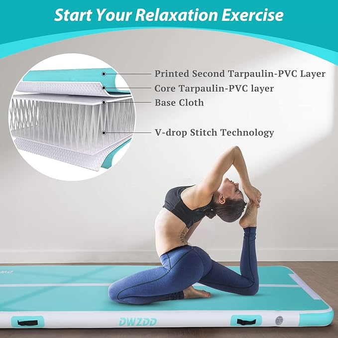 Dwzdd Gymnastics Air Mat 10ft/13ft/16ft/20ft Tumbling Mat Inflatable Gymnastics Tumble Track for Home/Gym/Training/Cheerleading/Water with Electric Pump