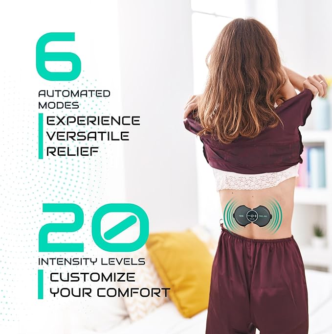 Pro 1000 Wireless Tens Unit for Pain Relief - Mini Tens Massager Portable Electric Muscle Stimulator - Deep Tissue EMS Pain Management Device - Pulse Therapy for Back Shoulder Neck Leg Arm (2 Pads) Tens+X+Pro