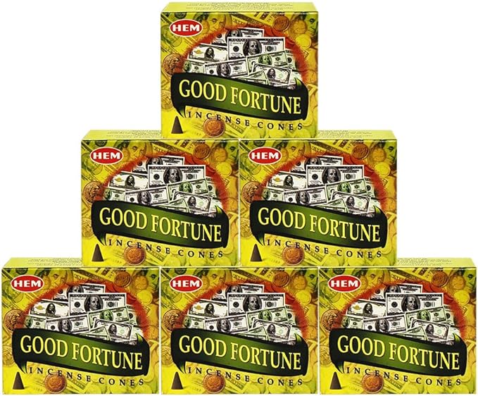 TRUMIRI Incense Cone Holder Bundle with Hem Good Fortune Incense Cones - Pack of 6 (Approx 60 Cones) TRUMIRI