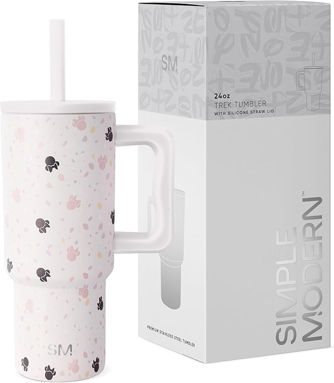 Simple Modern Disney Kids 24 oz Tumbler with Handle and Silicone Straw Lid | Spill Proof Leak Resistant | Reusable Stainless Steel Bottle | Kids Boys Girls | Trek Collection | Minnie Mouse on Terrazzo - Bloomnest