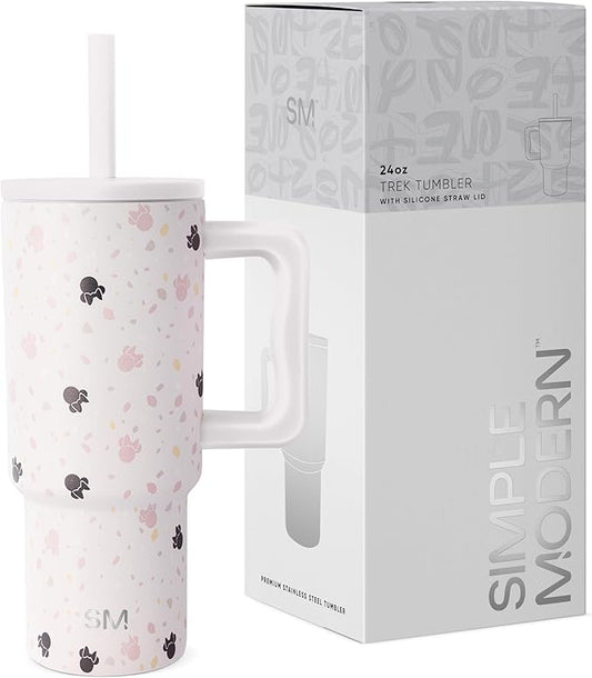 Simple Modern Disney Kids 24 oz Tumbler with Handle and Silicone Straw Lid | Spill Proof Leak Resistant | Reusable Stainless Steel Bottle | Kids Boys Girls | Trek Collection | Minnie Mouse on Terrazzo - Bloomnest