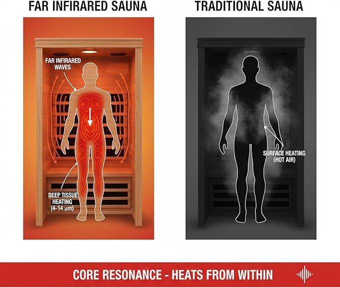Homsido Red Light Therapy Infrared Sauna, 1300W 110V Indoor Wood Dry Sauna with Carbon Crystal Heaters, Red Light Therapy Lamp,Home Use for Post-Workout Recovery, Spa Relaxation, for Women Men HomsidoFurniture