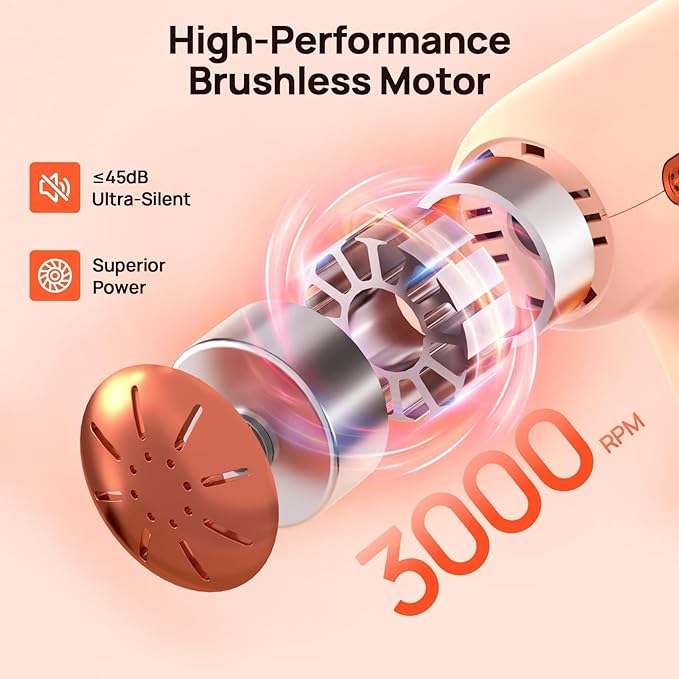 Super Mini Massage Gun Deep Tissue, Samll Massager Gun with 5-Speed & 4 Heads, Portable Handheld Massager Quiet for Home/Gym/Office/Travel, Muscle Massager Gift for Men & Women, Athletes, Cream - Bloomnest