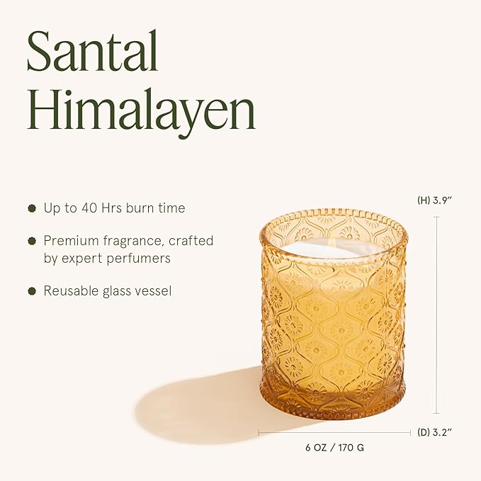 LA JOLIE MUSE Amber and Sandalwood Scented Candle | Santal Himalayen Candle | 6oz Luxury Soy Candle | Clean Burn & Long-Lasting | Gift-Ready for Hosts & Gatherings | Elegant Home Décor - Bloomnest