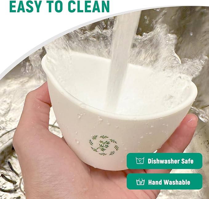 Herb Stripper Bowl with Foldable Spoon: Food-Grade Silicone Herb Stripper Tool with 304 Stainless Steel Spoon, Dishwasher Safe - Suitable for Parsley, Basil, Rosemary, Thyme & Mint - Bloomnest