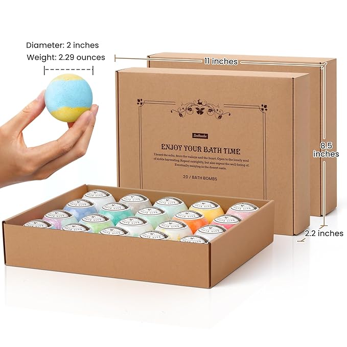 Bath Bombs Set, 40 pcs Natural Shea Butter & Safe Oil Bath Bomb for Skin Moisturizing, Handmade Bubble Bath & Fizzy, Ideal Presents for Women (2 Sets) - Bloomnest