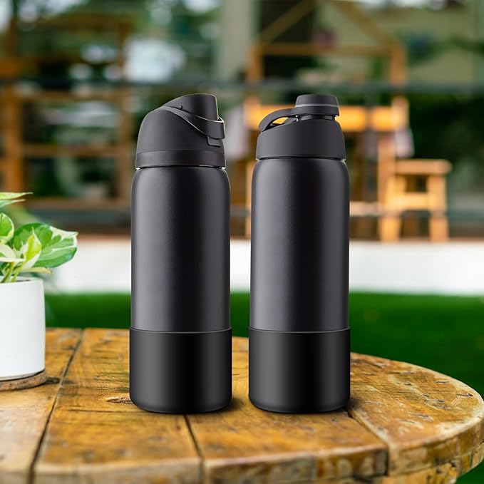 2PCS Silicone Water Bottle Boot for Owala 24oz 32oz 40oz, Anti-Slip Protective Sleeve Bottom Bumper Protector for FreeSip, Twist, and Flip Stainless Steel Water Bottles Alwenid