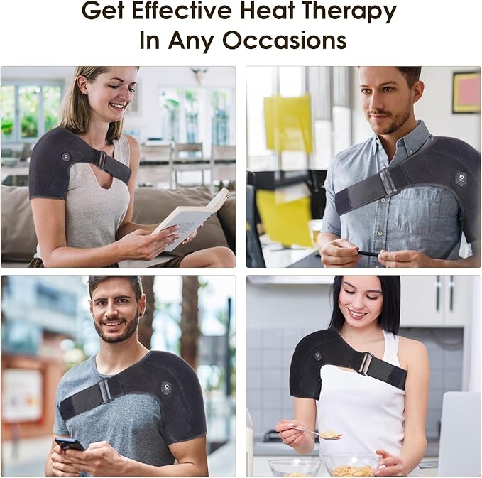 Cordless Heated Shoulder Wrap for Shoulder Pain with 2 Heating Settings Warmer, Heating Shoulder Brace Heating Pad for Men and Women - Bloomnest