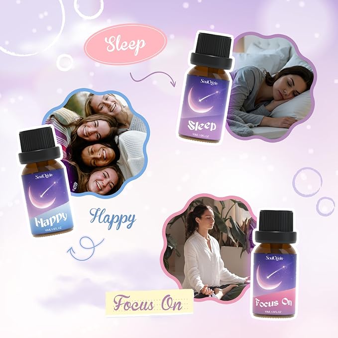 Essential Oil Blends, Essential Oils for Diffusers for Home, Best-Wishes Kit Scent Diffuser Oil, Use for Soap Candle Making- Sleep, Happy, Breathe, Inspire, Relax, Focus On - Bloomnest