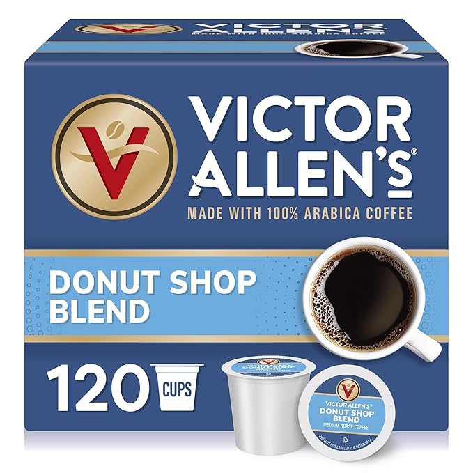 Victor Allen's Coffee Donut Shop Blend, Medium Roast, 120 Count, Single Serve Coffee Pods for Keurig K-Cup Brewers - Bloomnest