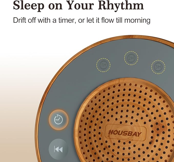 Housbay White Noise Machine with 31 Soothing Sounds, 5W Loud Stereo Sound, Auto-Off Timer, Adjustable Volume, Sleep Sound Machine for Baby, Kid, Adult -Wood Grain - Bloomnest