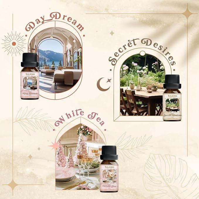 SALKING Hotel Diffuser Oils Gift Set, Hotel Scent Essential Oils for Diffuser, Luxury Fragrance Oil Set, Candle, Soap Making Scents, Santal, My Way, Day Dream, Secret Desires, White Tea - Bloomnest