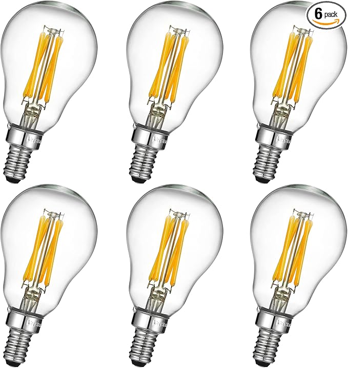 LiteHistory E12 led Bulb dimmable 6W Equal e12 Candelabra Bulb 60 watt A15 LED Bulb for Ceiling Fan,Chandeliers,Wall sconces Warm White 2700K 600LM AC120V Clear 6Pack - Bloomnest