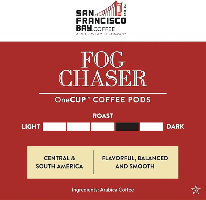 San Francisco Bay Compostable Coffee Pods - Fog Chaser (12 Ct) K Cup Compatible including Keurig 2.0, Medium Dark Roast - Bloomnest