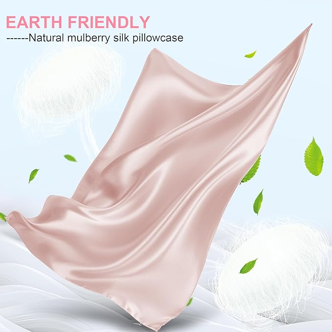 Mulberry Silk Pillow Cases 2 Pack Queen Size 20x30 Inches with Hidden Zipper, Ultra Smooth and Soft Breathable Cooling Silk Satin Pillowcase Set of 2, Better for Hair and Skin, Gifts for Women Men - Bloomnest