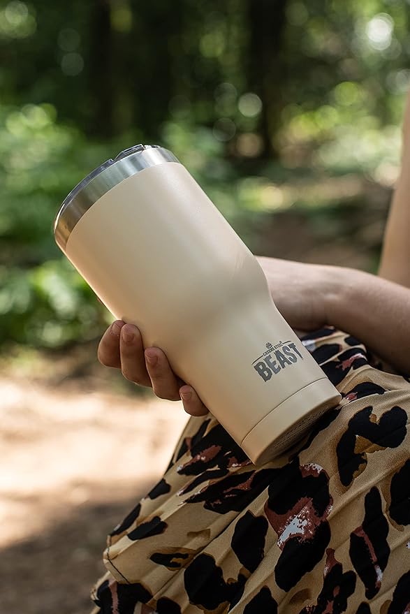 Beast 20 oz Tumbler Stainless Steel Vacuum Insulated Coffee Ice Cup Double Wall Travel Flask (Sand) - Bloomnest