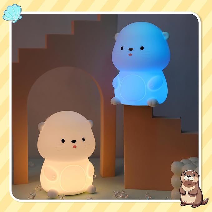 Attivolife Otter Night Light for Kids, Cute Sea Otter Silicone Lamp, Protable Nursery Table Lamp with 7 Color & Dimmable & Timer, Toddler Room Decor Gifts for Baby Children Teen Birthday Christmas - Bloomnest