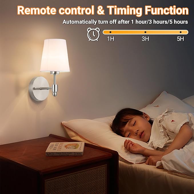 Battery Operated Wall Sconces Set Of 2, Wireless Battery Wall Light With 10000mAh RGB Rechargeable Magnetic Bulb, Rechargeable Wall Sconce With Remote Control For Bedroom, No Electrician Required - Bloomnest