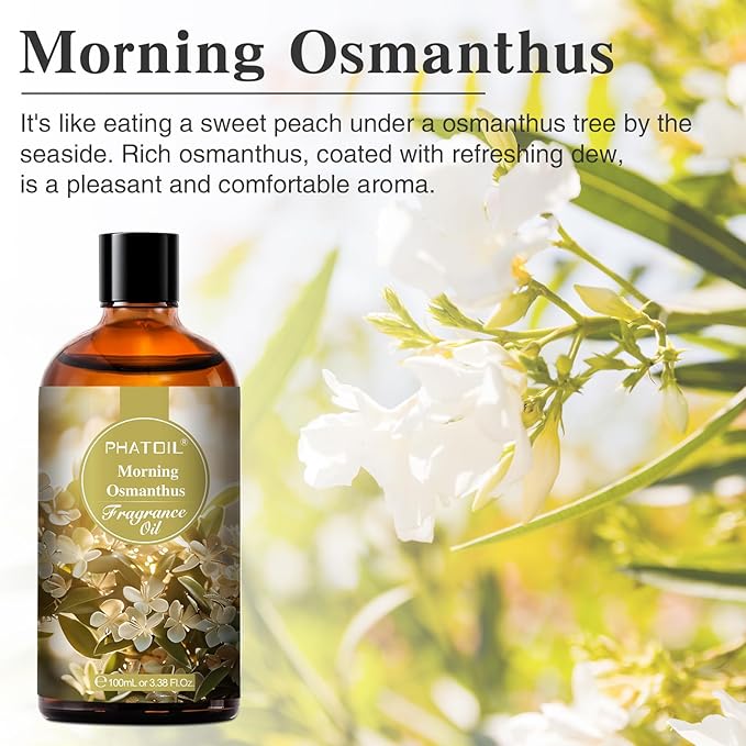 PHATOIL Morning Osmanthus Fragrance Oils for Aromatherapy, 3.38FL.OZ Diffuser Oils for Home, Perfect for Aromatherapy, Humidifiers, Yoga, DIY Candle and Soap Making - 100ml - Bloomnest