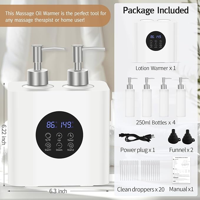 Meifuly Massage Oil Warmer for SPA, Body Oils Heater with 4 Bottles Dispenser, Professional Electric Lotion Digital Heater for Salon Home, Adjustable Constant Temperature - Bloomnest