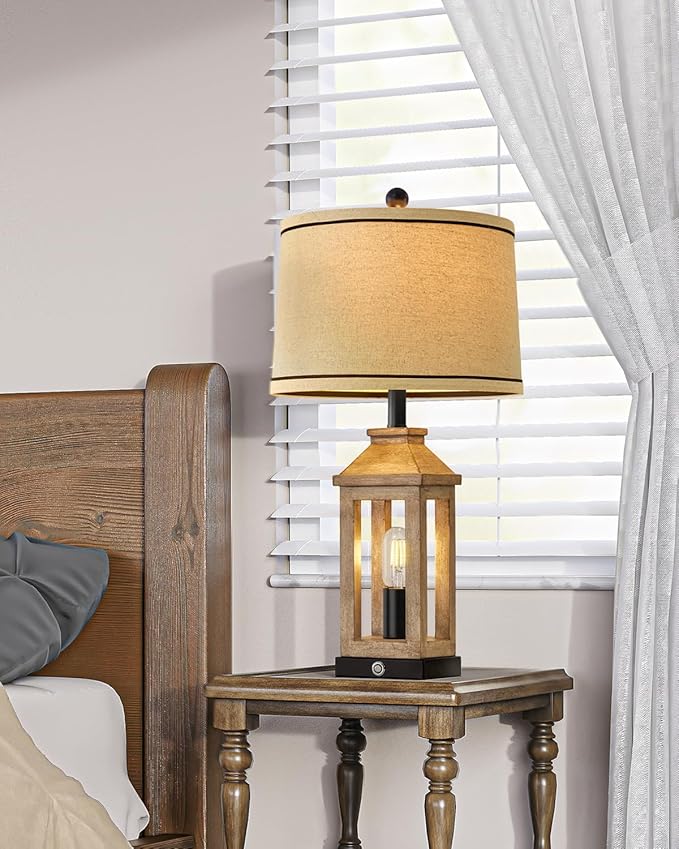23.75" Farmhouse Table Lamps USB A+C Charging Ports 3-Way Dimmable Touch Control Lamp Nightlight Vintage Modern Lamp for Living Room Bedroom with 2 Light Sources - Bloomnest