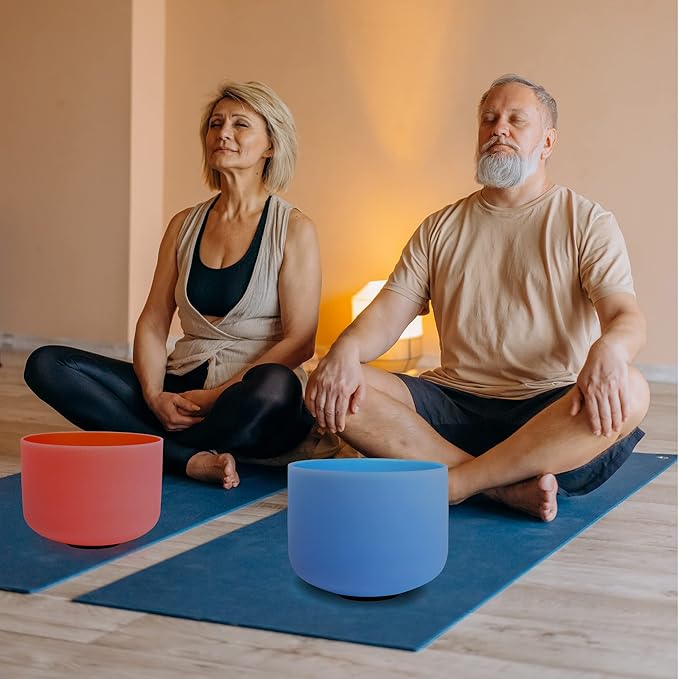 FMTY 10inch Crystal Singing Bowl Orange D Note Sacral Chakra with soft carrying case and Singing Mindfulness, Yoga, Spiritual and Body Healing and Energy Cleansing