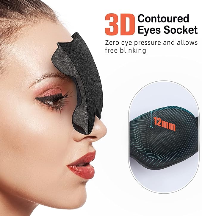 Sleep Mask 2 Pack, Invisible Alar Deep Orbit 3D Eye Mask Ultra Lightweight & Comfortable Sleeping Mask for Side Sleeper, Sleeping Mask & Blindfold Soft Breathable for Women Men Relaxing Zero Pressure - Bloomnest
