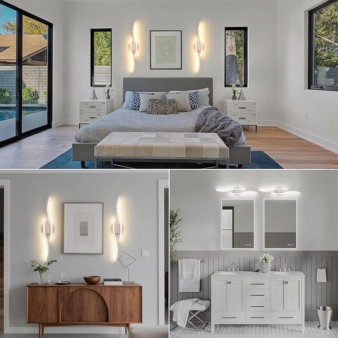 Battery Operated Wall Sconce, Silver USB Rechargeable Wireless Sconces set of 2, LED Dimming Wall Lamp 3 Color/Timer/Memory, 31.4 Inch Brushed Nickel Wall Lights for Bedroom Living Room Hallway - Bloomnest