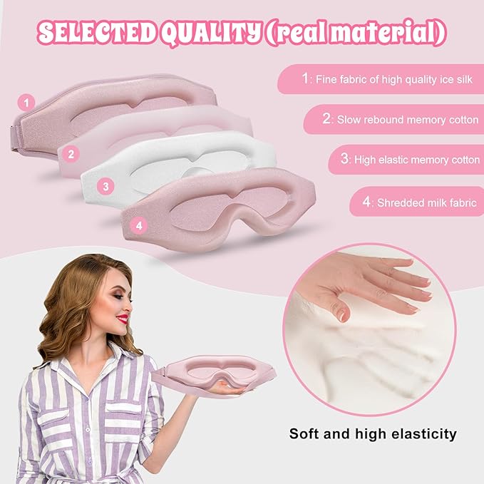 3D Advanced Eye Mask for Sleeping，Ultra Delicate Soft Skin Friendly Eye mask，100% Blackout Sleep Eye Mask for Sleep, Eyelash Extension Sleep mask - Bloomnest