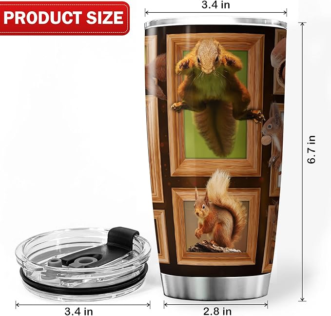 Squirrel Insulated Tumbler With Lid 20 Oz Cute Squirrels Rodent Animal Print Cup Christmas Gift For Women Birthday Present Squirrel Things For Squirrel Lovers Animals Gifts - Bloomnest