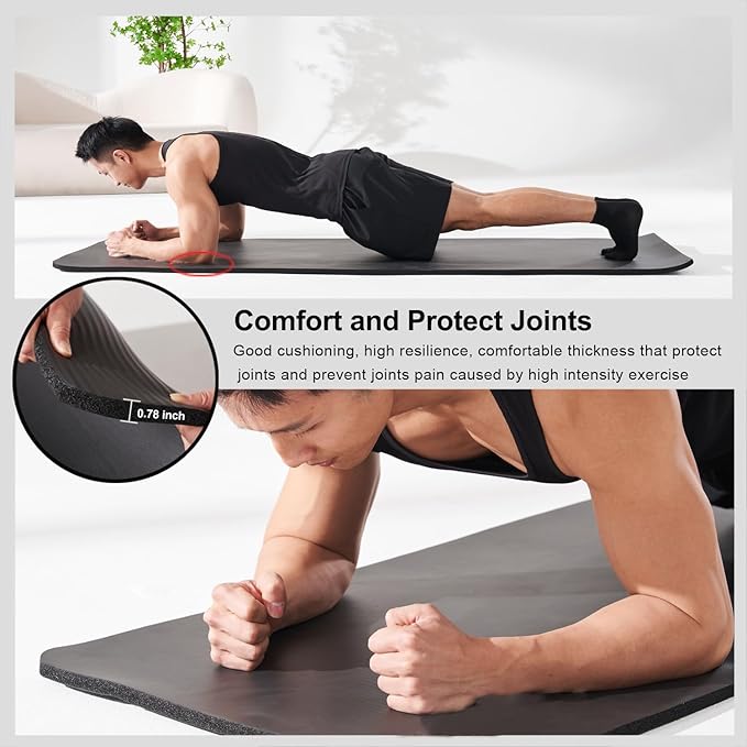 Yoga Mat Thick 1 inch Exercise Mat 76.7"x24" Workout Mats for Home Gym, Non-slip Yoga Mat for Women Men, with Carrying Yoga Bag