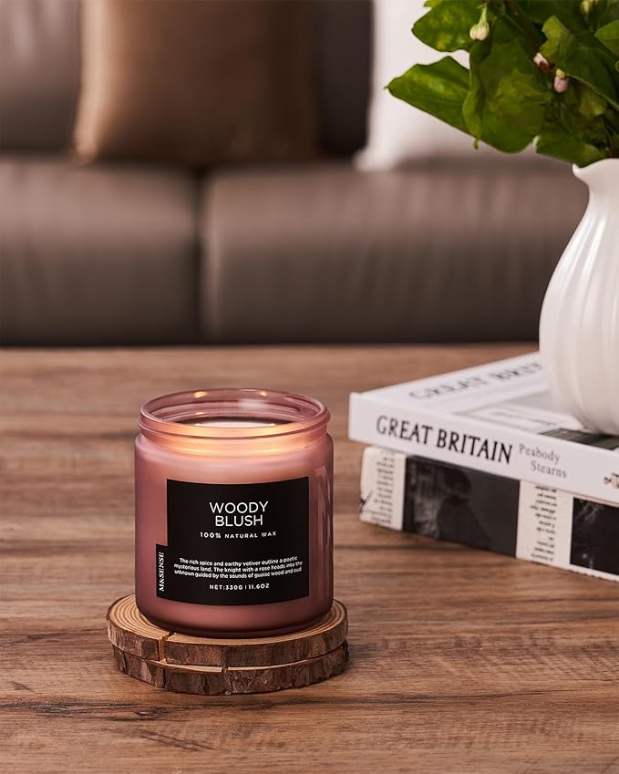 M&SENSE Rose Oudwood Scented Candle, 11.6oz 70 Hours Natural Soy Wax Long Lasting Slow Burning Candles, 2 Wick Relaxing Aromatherapy Gifts for Home Decor - Bloomnest