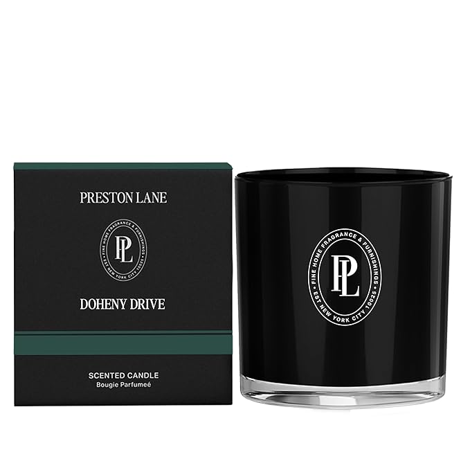 Preston Lane Luxury 2-Wick Scented Candle, Doheny Drive, 7.5 oz Hand-Poured in USA | Long Burn Time (20-30 Hrs), Vegan Soy Wax Blend, Decorative Glass Vessel, Fine Italian Fragrance - Bloomnest