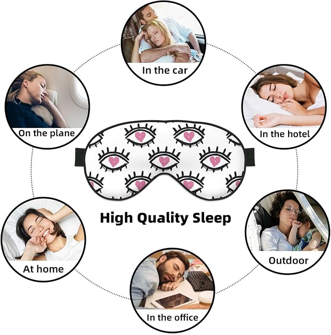 Sleep Eye Mask Cute Pink Loving Eyes Sleep Mask for Women Men Comfortable Eye Mask with Adjustable Strap Soft Eye Cover Blindfold for Travel Yoga Nap Shift Work - Bloomnest