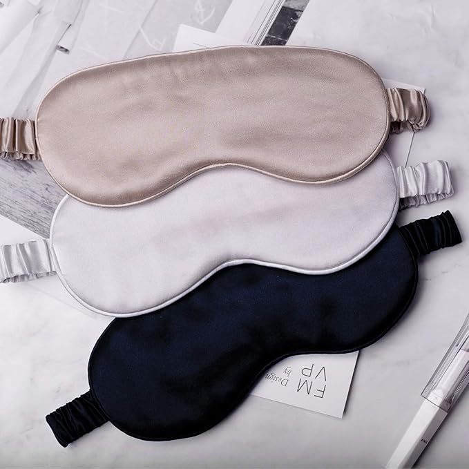 Silk Sleep Mask Light Blocking Luxury 100% Mulberry 19mm Silk Eye Mask Eye Cover Blindfold Ultra Soft Light & Comfy Anti Aging Skin Care with Travel Bag Gift Package - Bloomnest