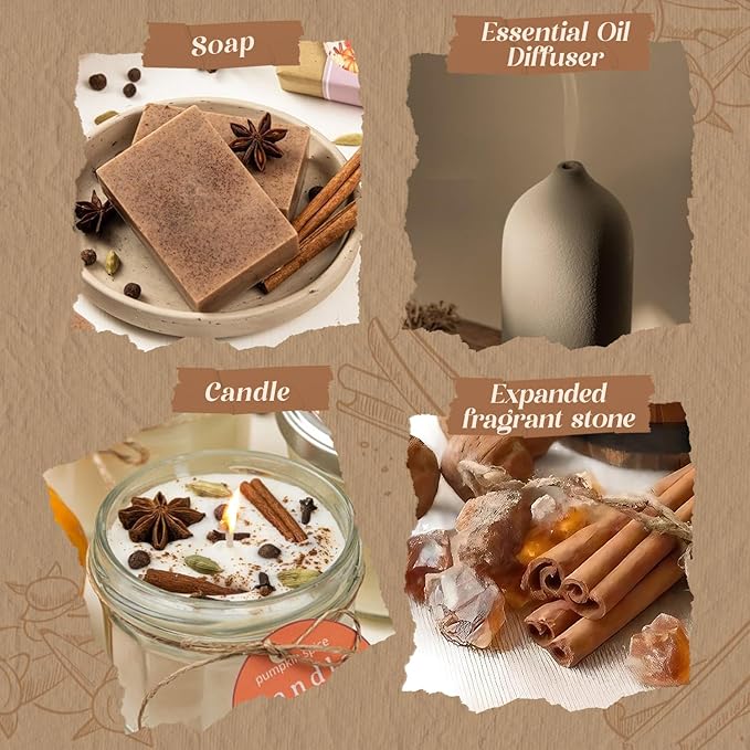 Autumn Spice Essential Oils Set, Fragrance Oil Gift Set for Oil Diffusers, Scented Oils for Soap Candle Making 6x10ml - Cinnamon, Nutmeg, Vanilla, Gingerbread, Pumpkin Pie Spice, and Cloves - Bloomnest
