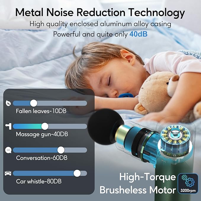 arboleaf Massage Gun Deep Tissue, Full-Metal Electric Portable Hand Held Massager Gun for Back, Body Sore Muscles, Pain Relief, Gifts, Office, Home, Athletes - Bloomnest