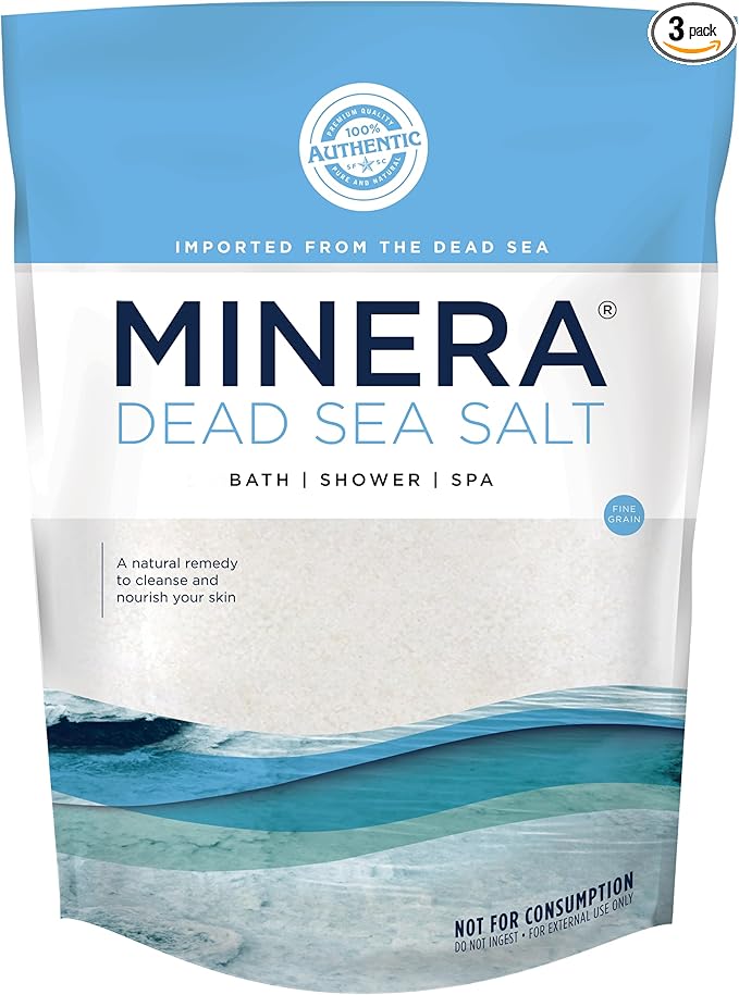 Minera Fine Grain Dead Sea Salt for Bath & Soaking – 57 lbs (3 x 19 lb Bags), Fast-Dissolving, 100% Pure & Natural, Unscented, Skin-Nourishing Bulk Sea Salt - Bloomnest