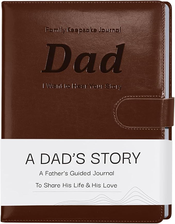 Artmag Dad's Life Story Journal with 250+ Prompt Questions, Family Keepsake Book Leather Cover for Dad to Share His Memories for Birthday Father's Day Christmas (Brown) - Bloomnest