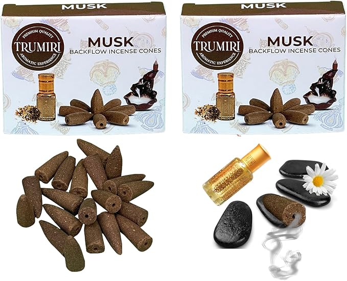 Musk Backflow Incense - 60 Cones, Six Packs of 10, Waterfall Effect TRUMIRI