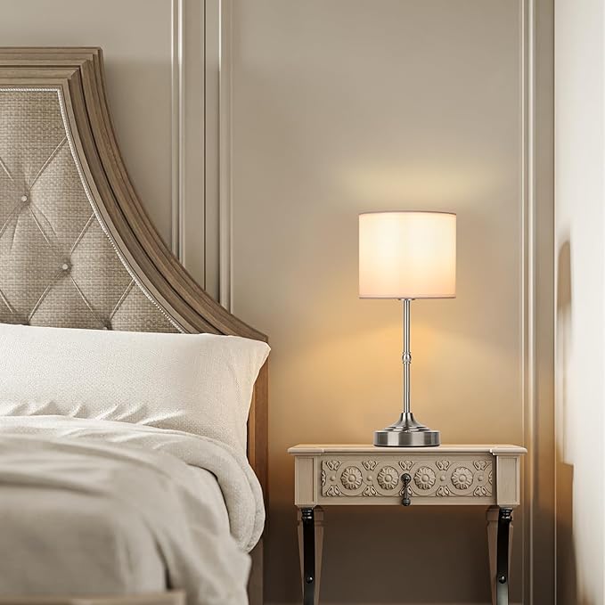 Portable Cordless Table Lamp,Built-in 5200mAH Rechargeable Battery, Dimmable Touch Wireless Light, Bed Side Metal Desk Lamp，Restaurant/Bedroom/Bar/Coffee/Night Light (Brushed Nickel) - Bloomnest