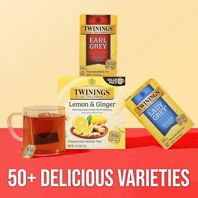 Twinings Lady Grey Black Tea Individually Wrapped Bags, 20 Count (Pack of 6), Orange & Lemon Peel with a Hint of Bergamot, Caffeinated, Enjoy Hot or Iced, 120 Teabags - Bloomnest