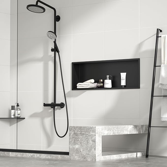 Stainless Steel Shower Niche 36" X 12" Matte Black No Tile Needed Horizontal Niche Shower Recessed Wall Niches for Bathroom Storage Over Mount Installation - Bloomnest