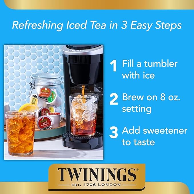 Twinings Decaf Earl Grey K-Cup Pods for Keurig, Decaffeinated Black Tea Flavoured with Citrus and Bergamot, 24 Count (Pack of 2) - Bloomnest