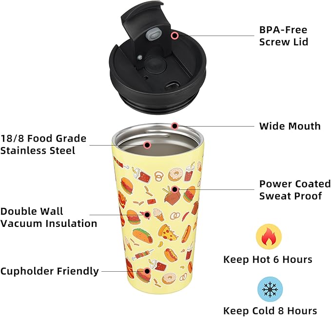 BJPKPK 18oz Tumbler With lid And Straw Stainless Steel Travel Coffee Mug Insulated Tumblers Cups,Yummy - Bloomnest